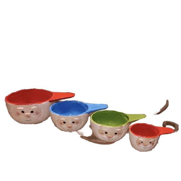 Le Gourmet Chef Santa Face Ceramic Nesting Measuring Cups Set of 4 Holiday - Picture 8 of 8